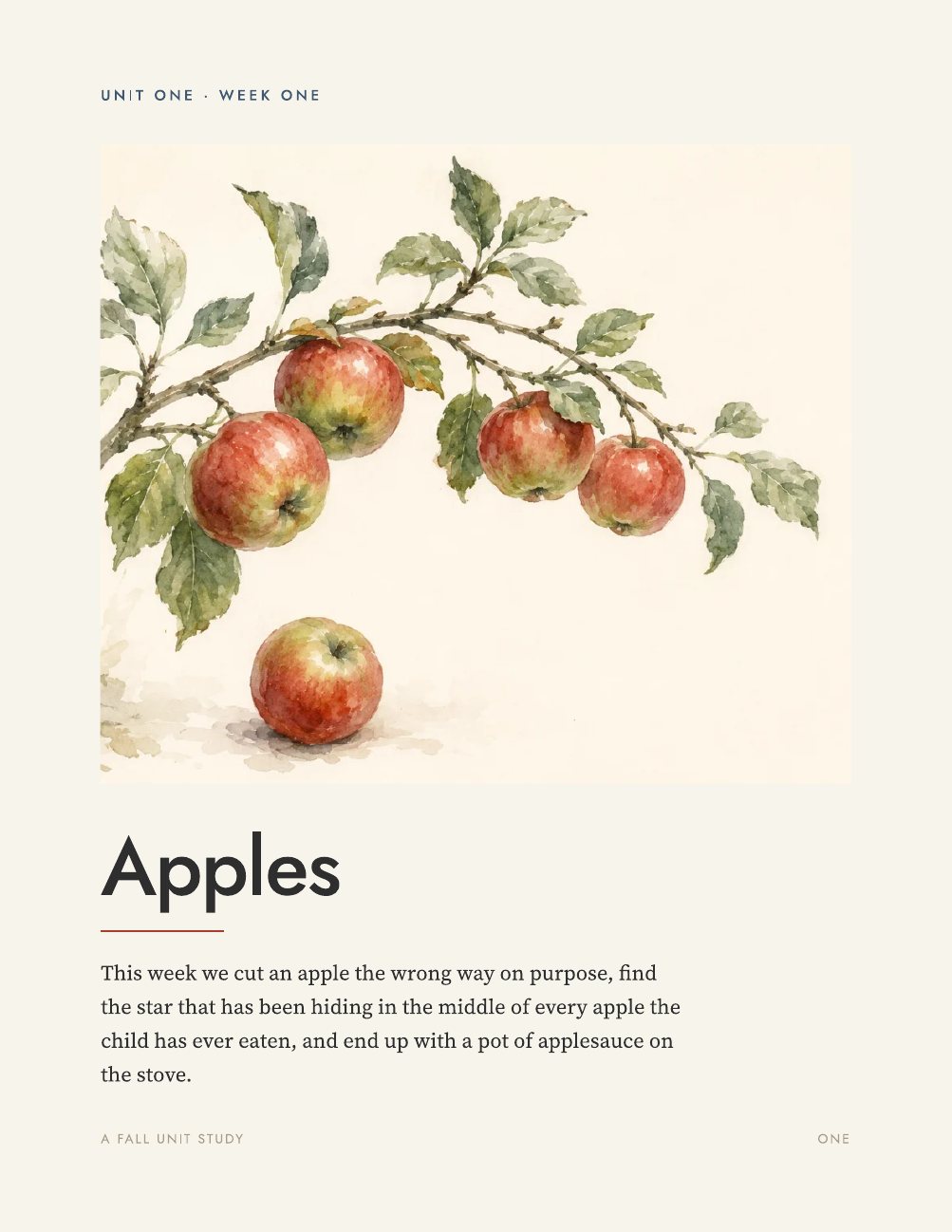 The cover of the Apples unit.