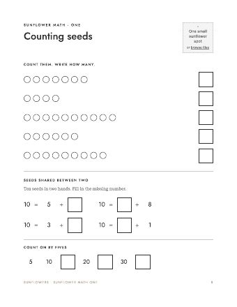 Page 8: Sunflower math, one