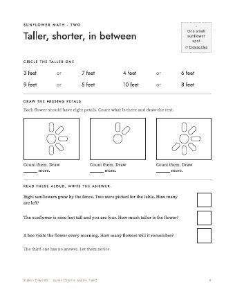 Page 9: Sunflower math, two